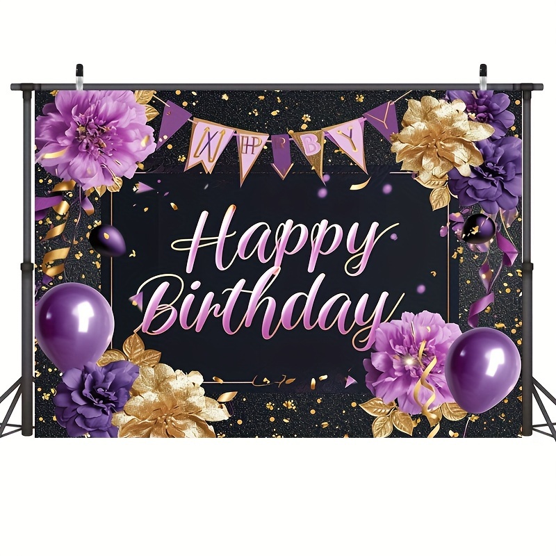  Cartel de 40 cumpleaños para puerta, decoraciones de feliz cumpleaños  40 para mujer, color morado y dorado, accesorios para fotos de cumpleaños  de 40 años, suministros de decoración de fiesta de : Electrónica
