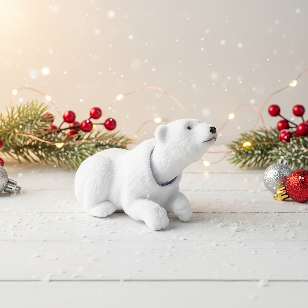 TEMU Creative Nodding Polar Bear, High-quality Flocked Nodding Polar Bear, Creative Gift, Holiday Decorations, Home Decorations, Car Decorations