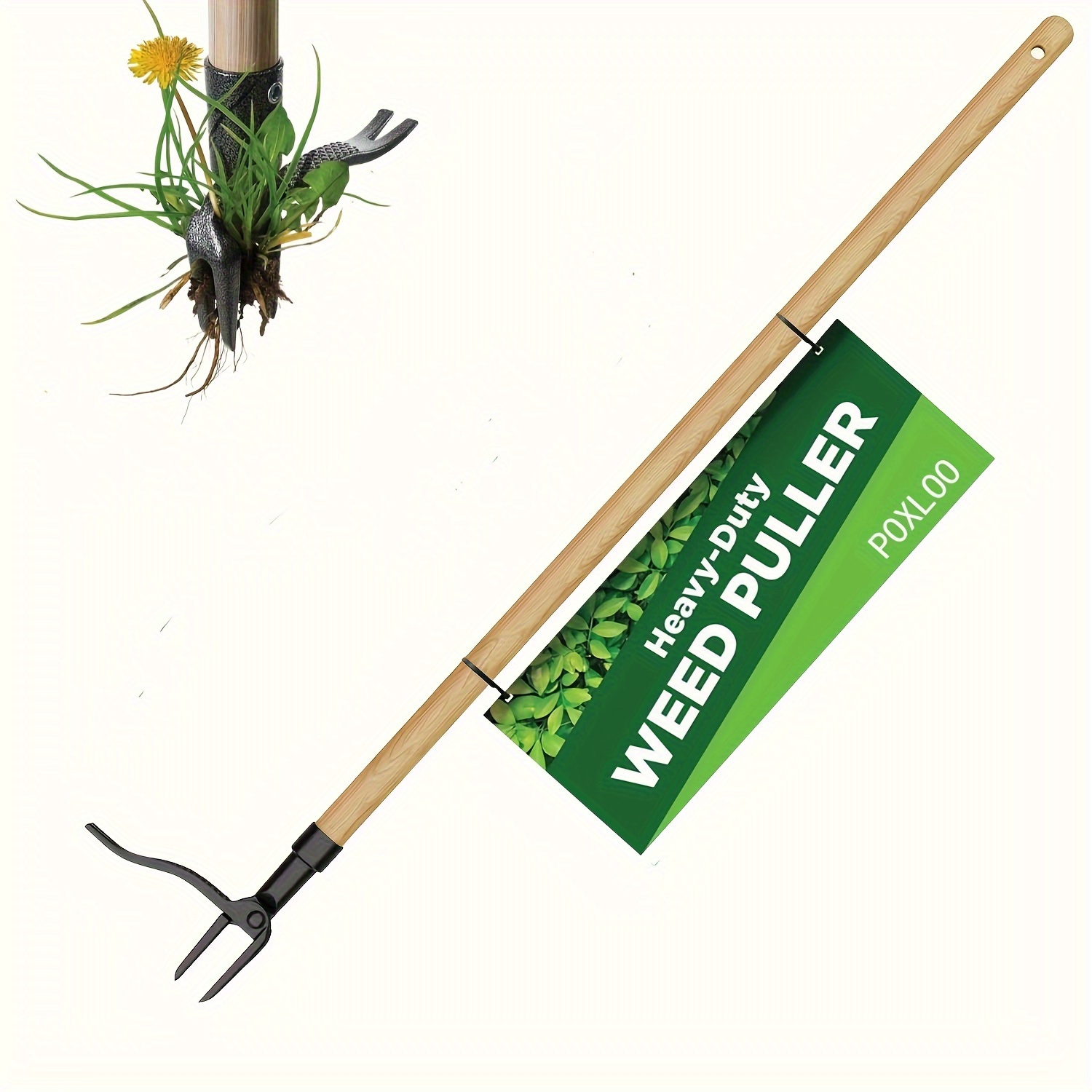 

The Original Stand Up Puller Tool With Long Handle - Made With Real Bamboo & 4-claw Steel Head Design - Easily Remove Weeds Without Bending, Pulling, Or Kneeling