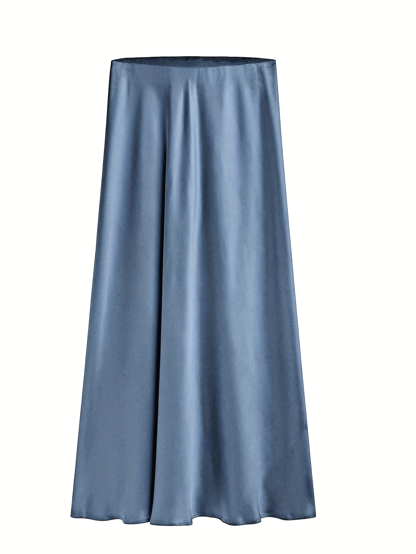 スカート PLAIN Light-Blue Long Tube Skirt Satin Effect Woman Satin Silk Skirt Light Blue Sky Blue Summer Skirt 100 %real