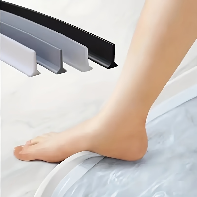 TEMU 1pc Of Self-adhesive Sealing Strip For Bathroom And Kitchen - Shower Door Splash Guard, Countertop Edge Protector, Bathroom Floor, Wet And Dry Separation, Washing Machine Floor, Balcony