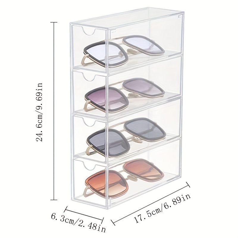 TEMU 4-layer Clear Acrylic Organizer Display Case Stackable Women's Storage Box With Drawers