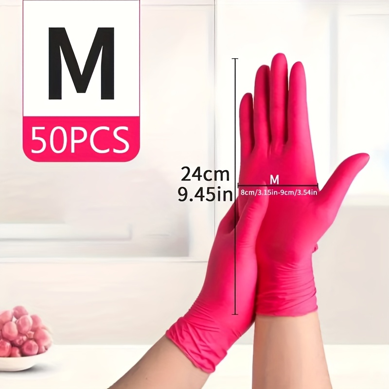 E-shop 30/50/100er-Pack Tiefrosa Einweg-Nitrilhandschuhe, 9 Zoll lang, 5g pro Handschuh, geeignet für Haushaltsreinigung, Tierpflege, Haarfärben –
