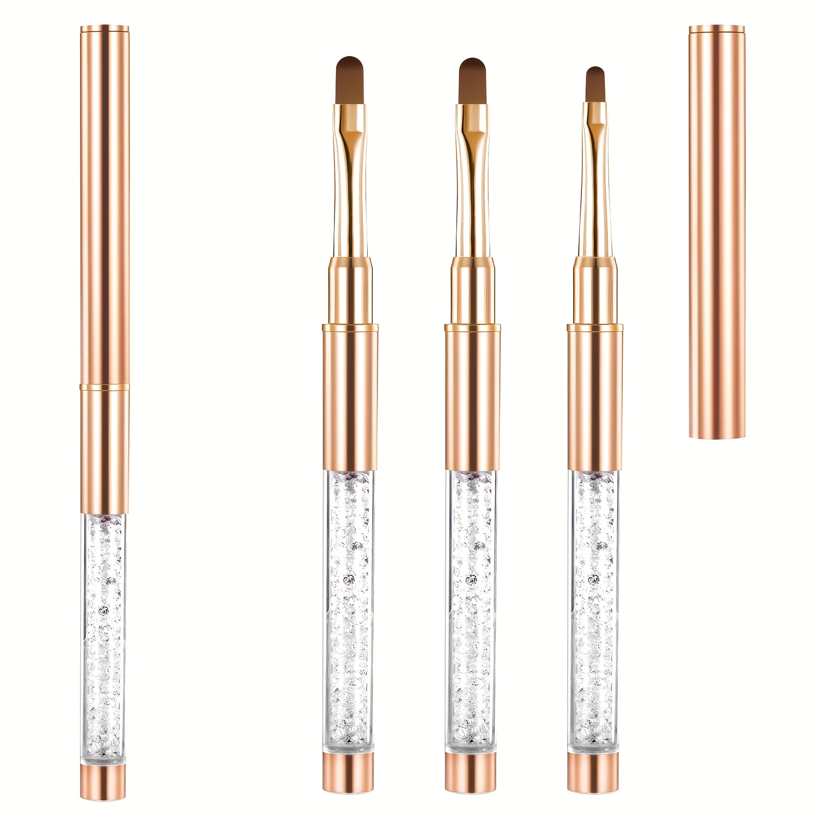 TEMU Gel Nail Art Brush Set, Gel Brushes, Nail Art Brushes, Metallic Texture Handle, Professional Nail Art Brushes, Nail Base Coat Brush Tools