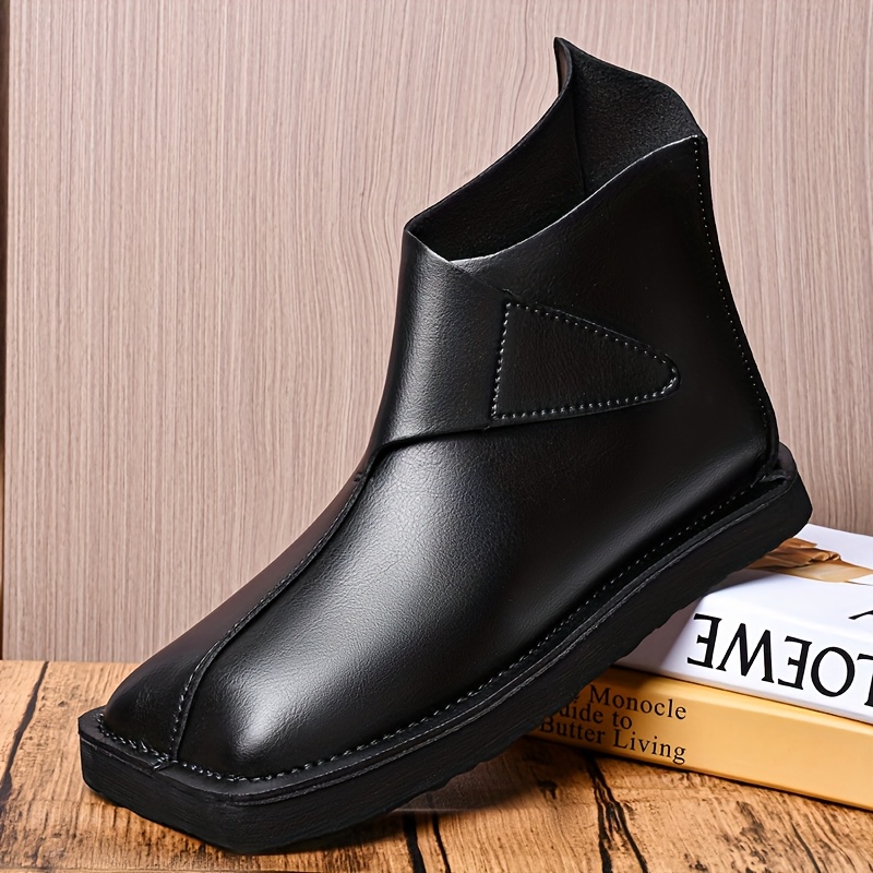 2025 New Handmade Shoes British Style Thick-Soled Chelsea Boots Men'S Trendy Boots Square Toe High-Top Short Boots Large Size Shoes