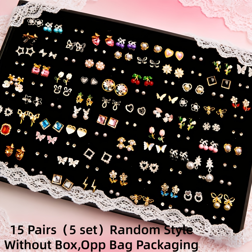 TEMU 15/24 Pairs Of Fashionable, Elegant, Simple, Cute Floral Women's Earring Set - Sweet And Design, Women's Round Earring Set, Perfect For Casual