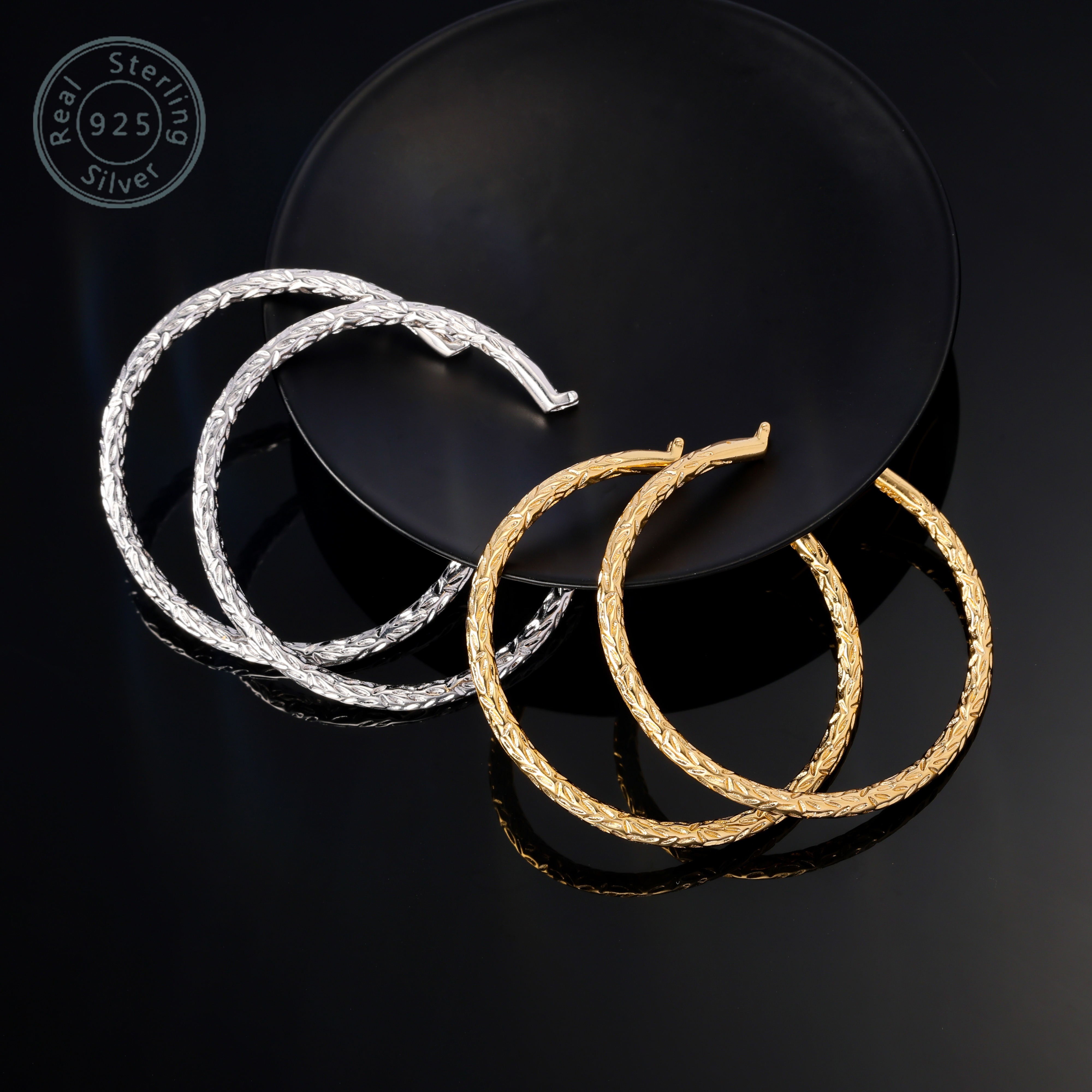 925 silver made fashionable engraved simple circle earrings fashionable and simple suitable for daily wear parties weddings perfect gift for wife girlfriend       with a high quality gift box Product details 3