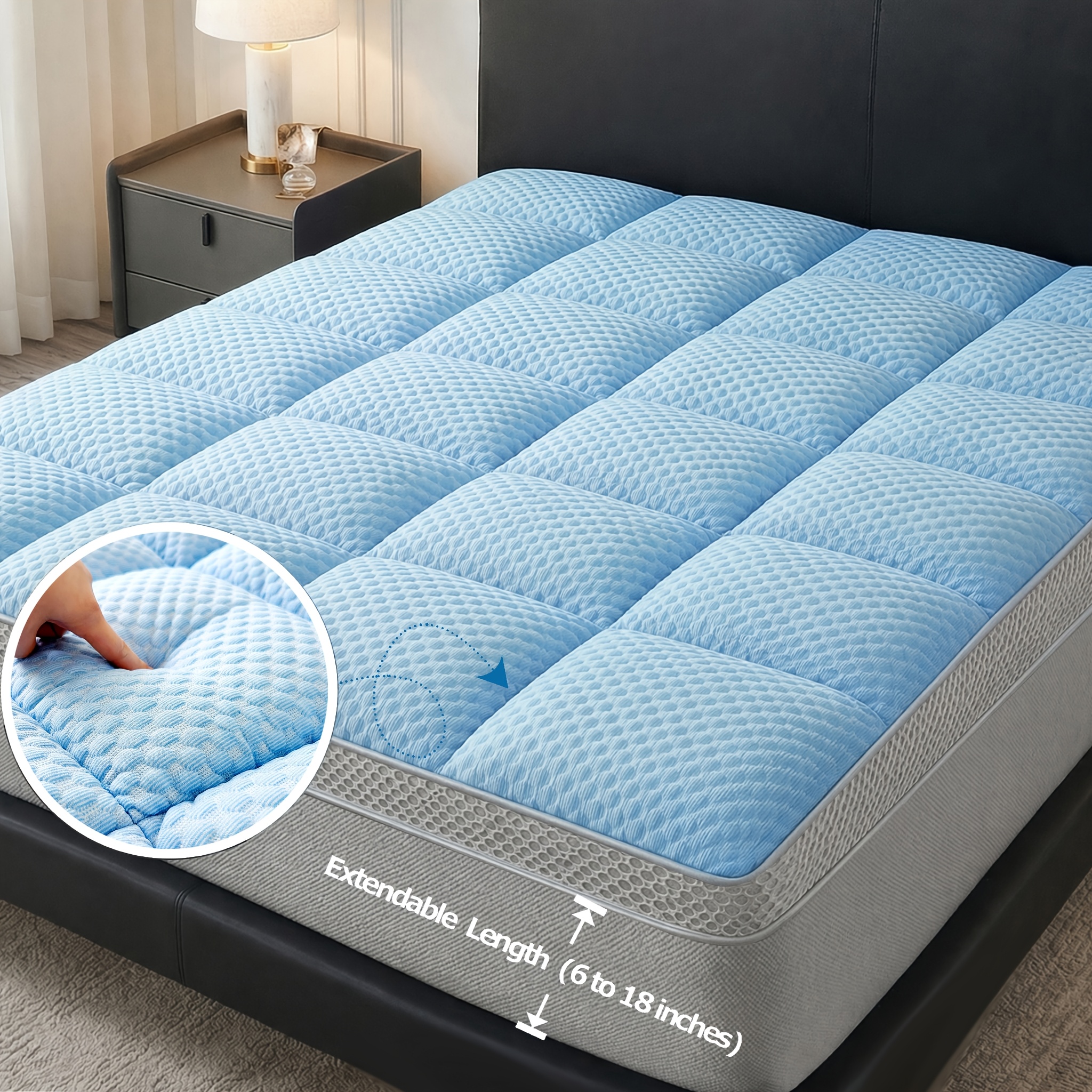 TEMU Thickened Cooling Mattress Protector-8-21 Inch Deep Pockets-fluffy And -perfect For Hot Sleepers-your Summer Bedding Essential- Sizes -next Day