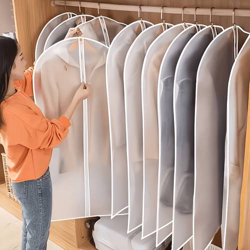 9pcs clothing set transparent hooded dustproof suit bags wardrobe storage transparent garment covers plastic garment bags for hanging clothes transparent garment bags dry cleaning bags dustproof garment hanging bags
