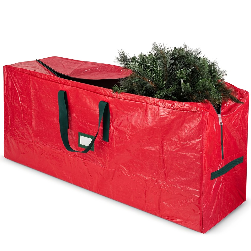 TEMU Sac de rangement extra-large et imperméable pour sapin de Noël - PVC robuste avec double fermeture éclair et poignées solides (convient aux de