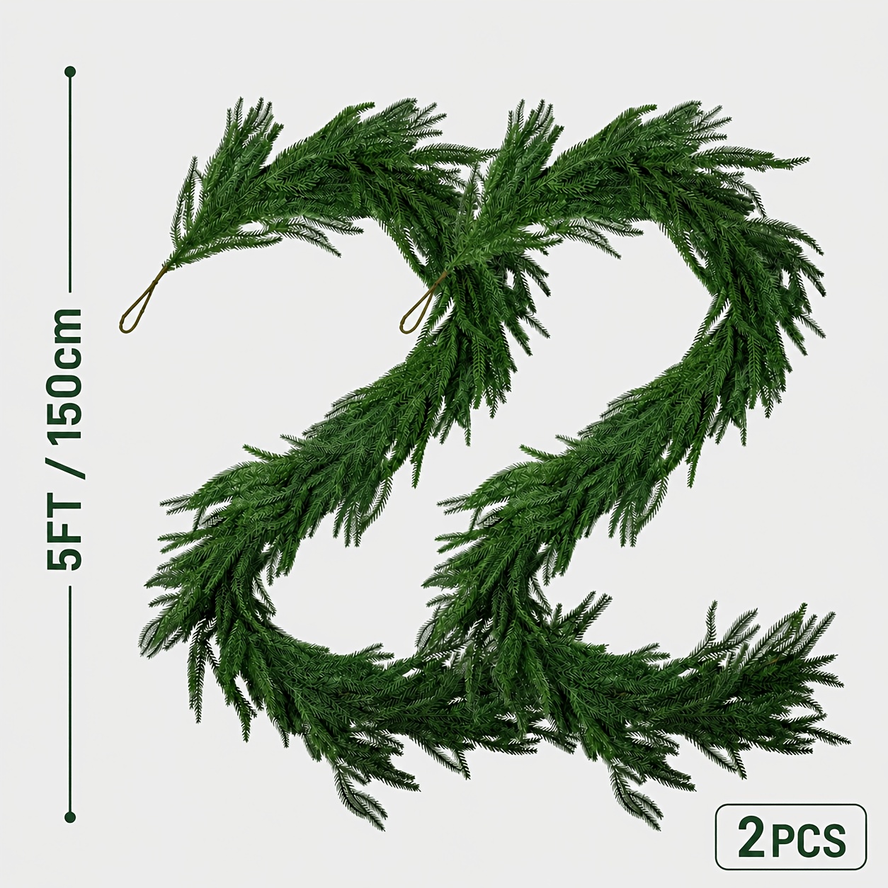 TEMU 2pcs,5ft Christmas Norfolk Pine Garland, Real Touch Greenery Decoration | New Full Natural Looking Soft Textured Norfolk Pine For Mantel