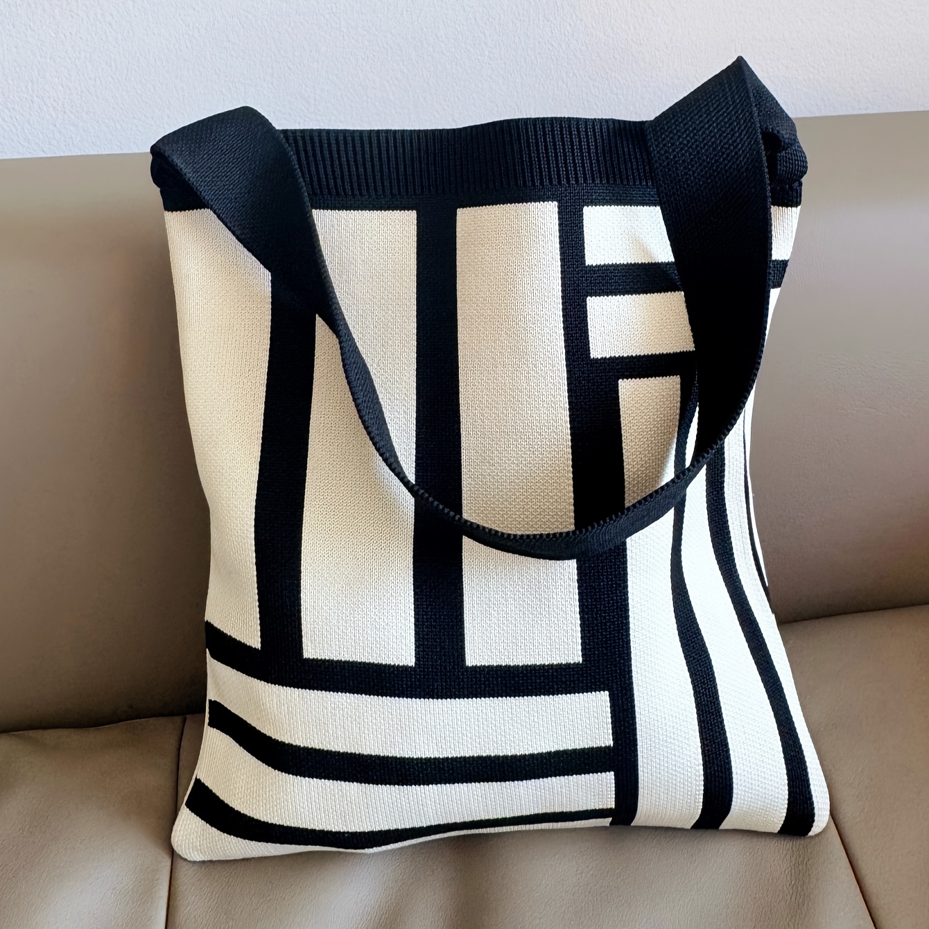 E-shop Hochwertige Cross-Border Schultertasche aus Strick, praktische lässige Tote Bag mit großem Fassungsvermögen, Umhängetasche, Damen Tasche