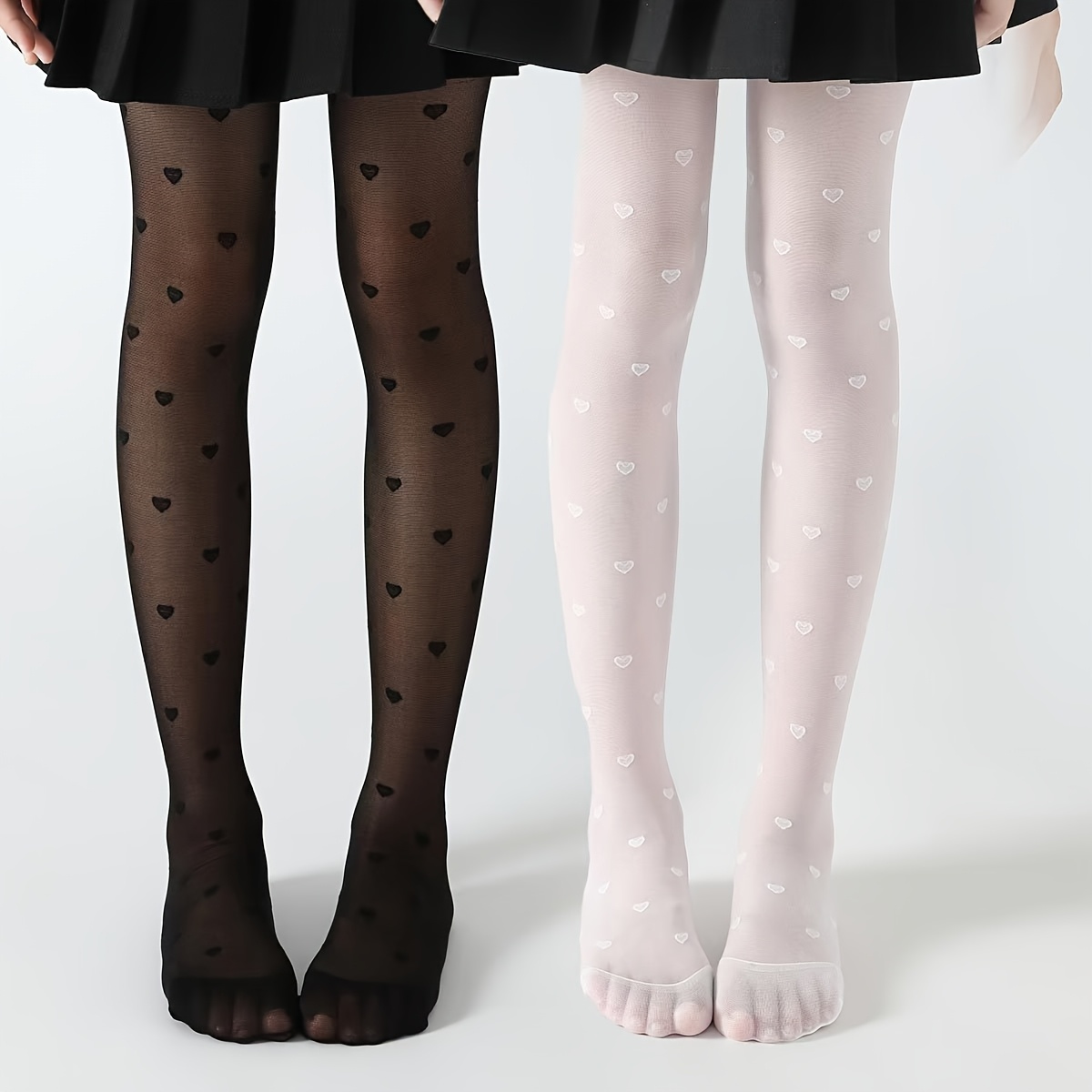 2/3/4 Pairs Of Girls' Love Heart Thin Breathable Comfortable Elastic Stockings Pantyhose Suitable For Girls' Daily Casual Wear