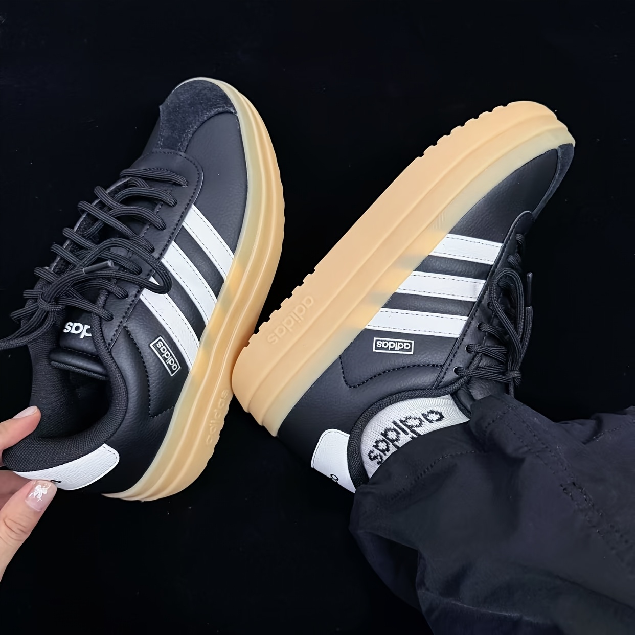 adidas VL Court Bold Women'S Low-Top Sneakers | Comfortable, Black with Stripes, Lace-up Closure, All-Season, Lightweight, Polyurethane Upper