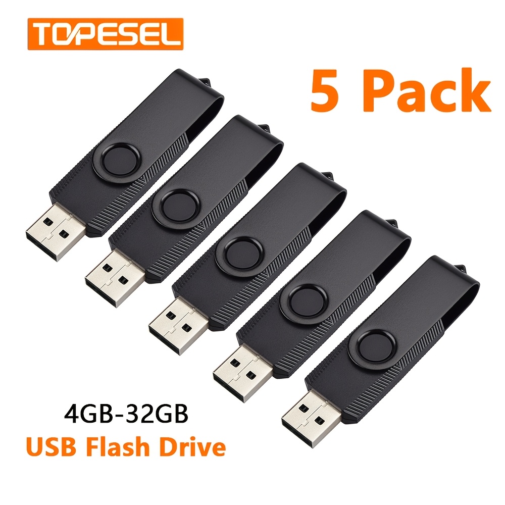 Image of Topesel 5pcs 4gb-32gb Usb Flash Drive, Rotatable , , Zip Drive, Pen Drive, Suitable For Data Storage Laptops