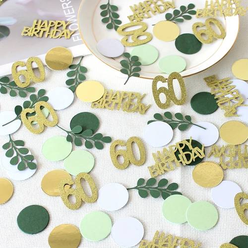 100pcs sage green polka dot leaves happy birthday at old colorful confetti for birthday party decoration used for decorating confetti for 60th birthday parties