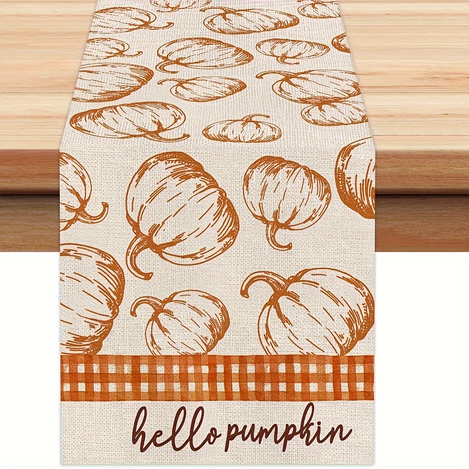 

Autumn Table Runner - Polyester Woven Rectangular Farmhouse Decor, Burlap Look For Indoor Dining, Seasonal , 13x72 Inches