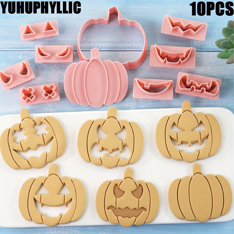 

Yuhuphyllic 10pcs Cookie Cutters Set, 3d Pumpkin Face Silicone Molds For Baking, Candy Making, Diy Cake Decor, Plastic Food Supply Tools For Party