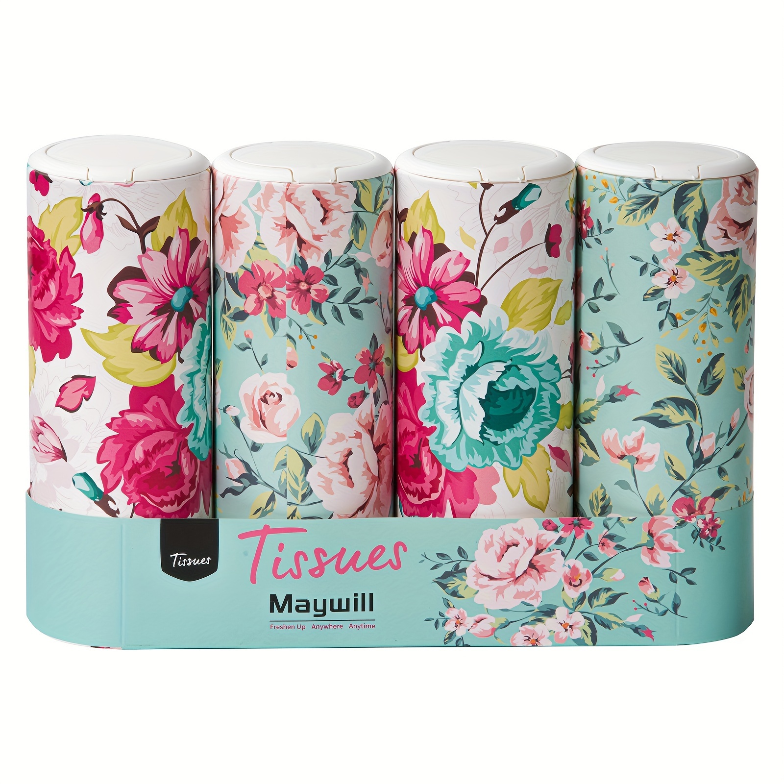 TEMU Car Tissues Holder With Facial Tissue, Car Cylinder Tissues With , Suitable For Car Cup Holder, Travel Tissue Tubes Box Container(3-ply, 4 Pack, 200 Sheets)