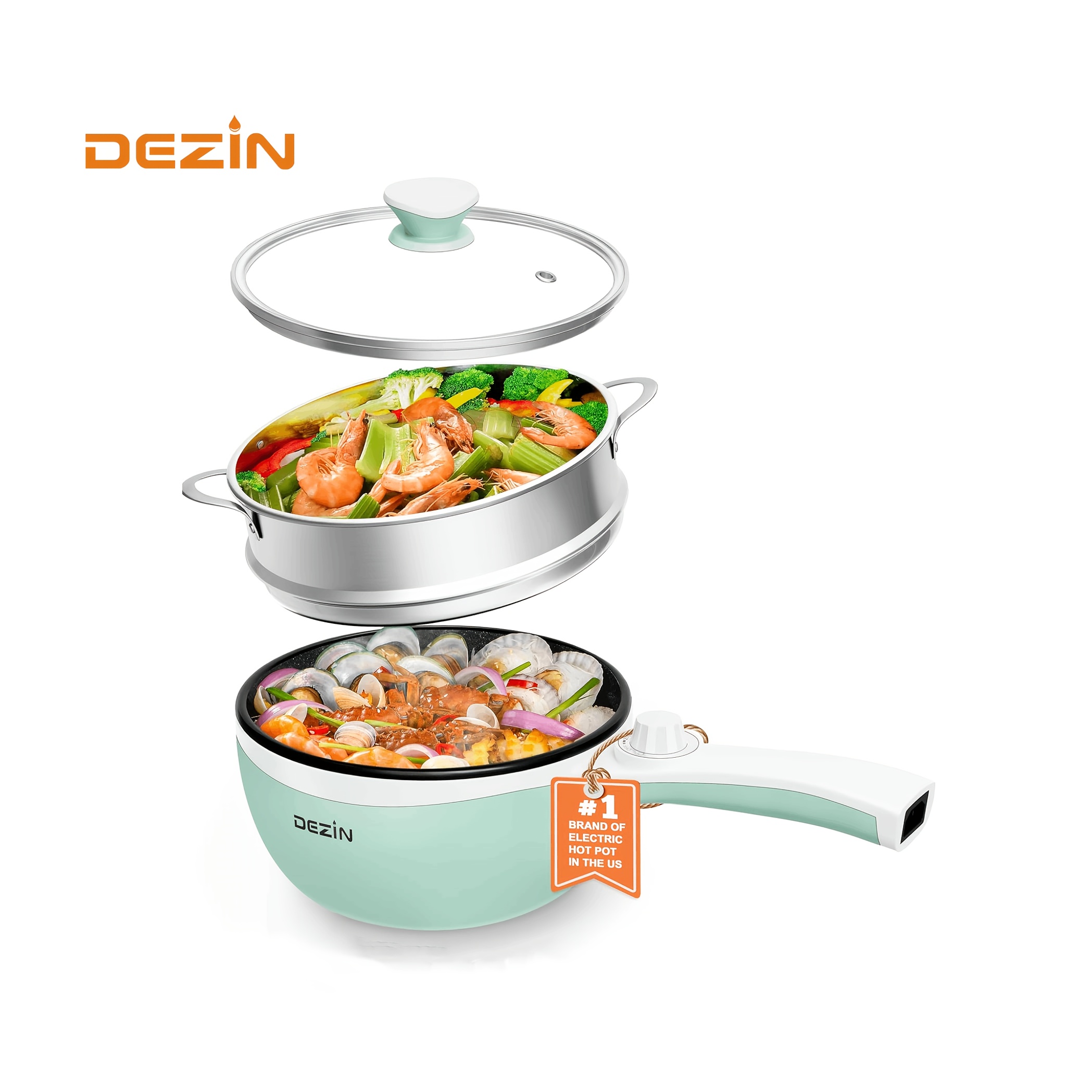 

Dezin Hot Pot Electric Upgraded, Sauté Pan, Electric Pot, 1.5l Mini Portable Hot Pot For Steak, Egg, , Ramen, Oatmeal, Soup With Power Adjustment(egg Rack Included)