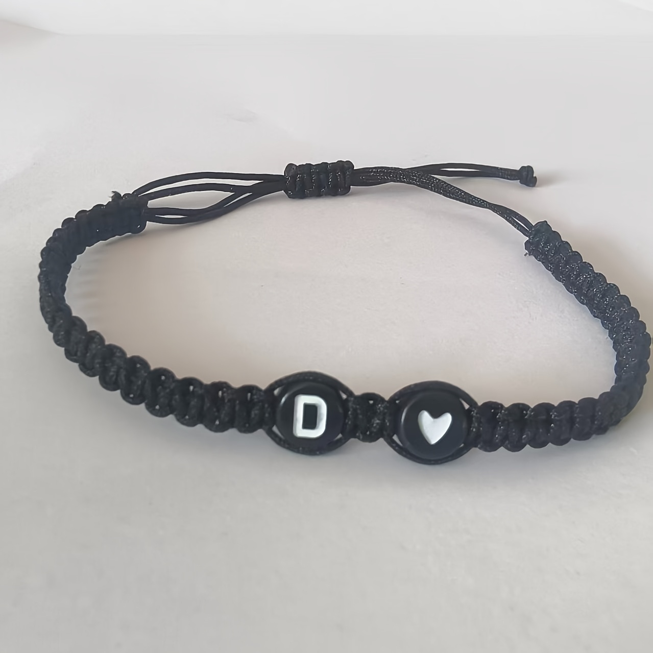 Stylish Adjustable Black and White Heart Couple's Letter Bracelet