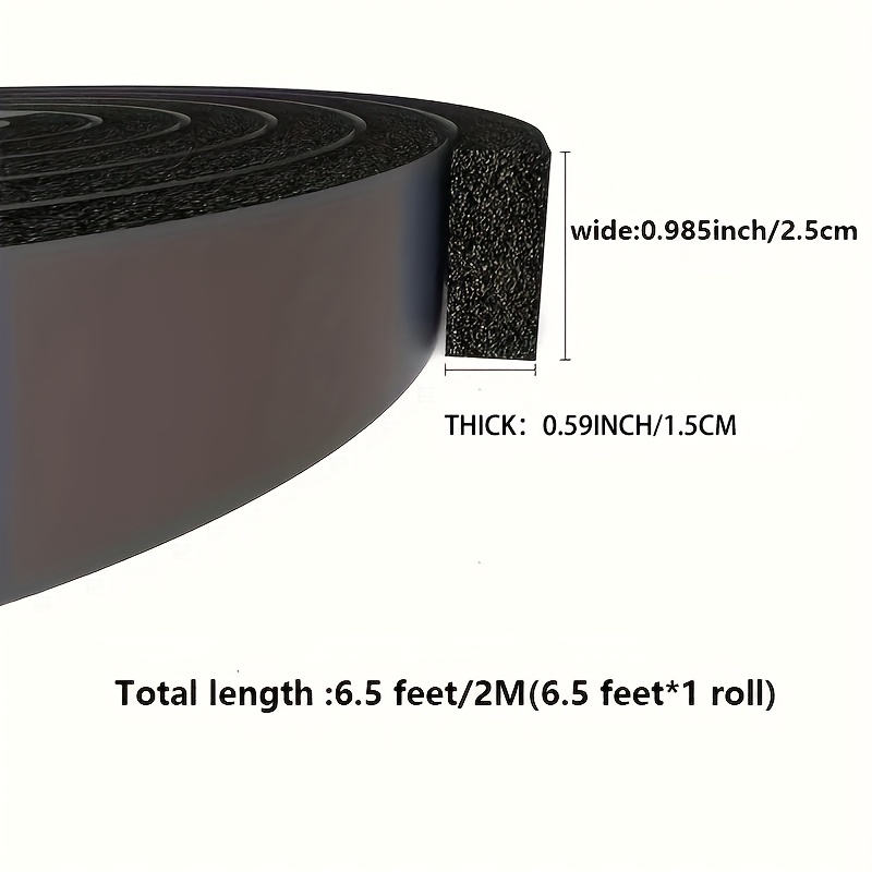 1 Roll Black Foam Weatherstrip, Adhesive-free Window Sealing Strip, With Thermal Insulation, Windproof And Noise Reduction
