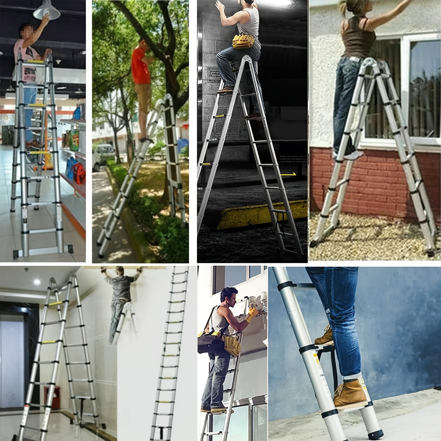Teleskopleiter 5m Aus Edelstahl - Klappbar, Maximal 150 Kg Belastung, Perfekt Für Haus & Garten