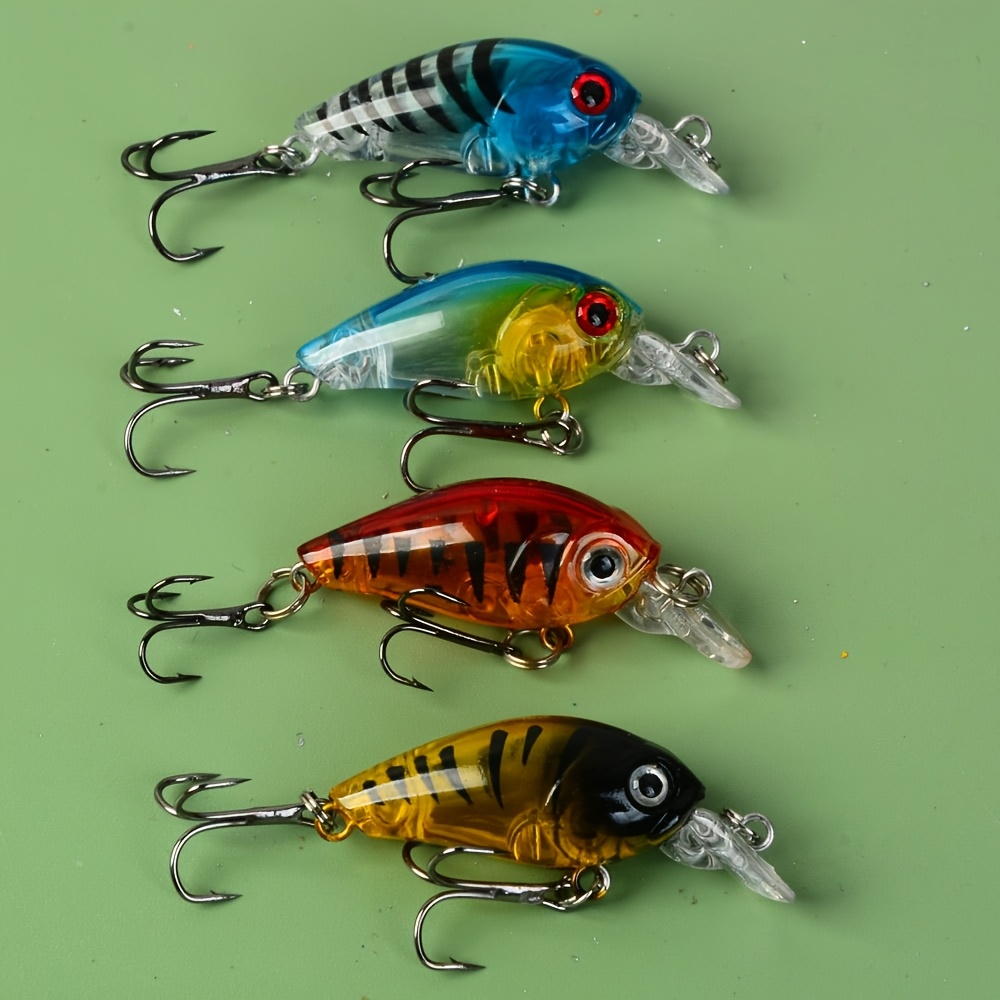 TEMU 4pcs Lingyue Mini Minnow Swing Crankbaits - Hard Bait Lures With 4 Vibrant Colors, Realistic Eyes & Treble Hooks For Bass Trout Perch Freshwater