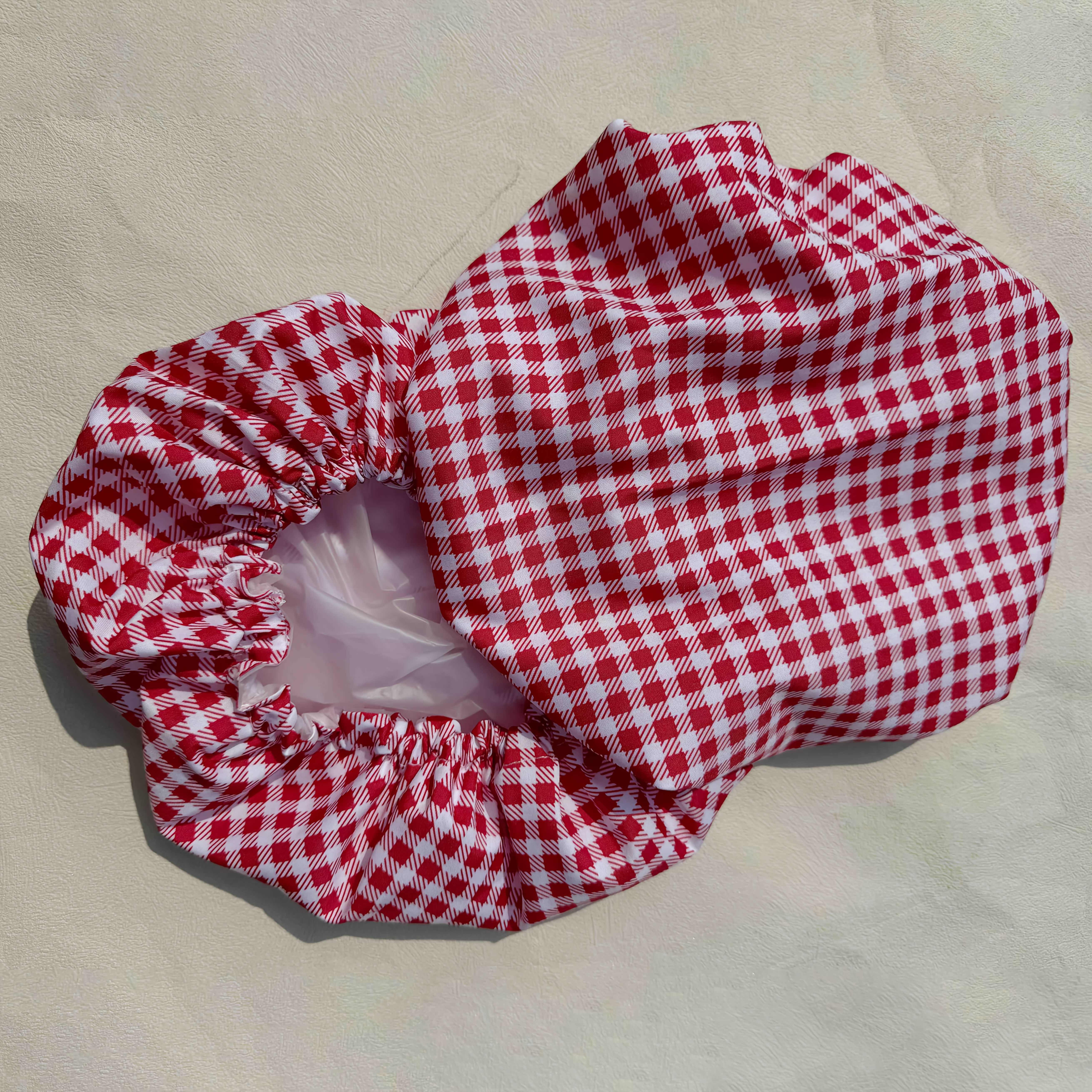 TEMU 2-pack Reusable Bowl Covers For Bread Proofing, Red White Gingham Pizza Dough Cover For Party, Elastic Cover For Sourdough Fruit Salad