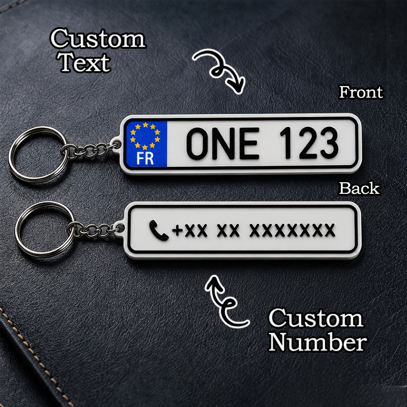 TEMU [Personnalisé] 1 pièce Porte-clés plaque d'immatriculation avec lettre personnalisée, Porte-clés personnalisé de style européen, Cadeau plaque