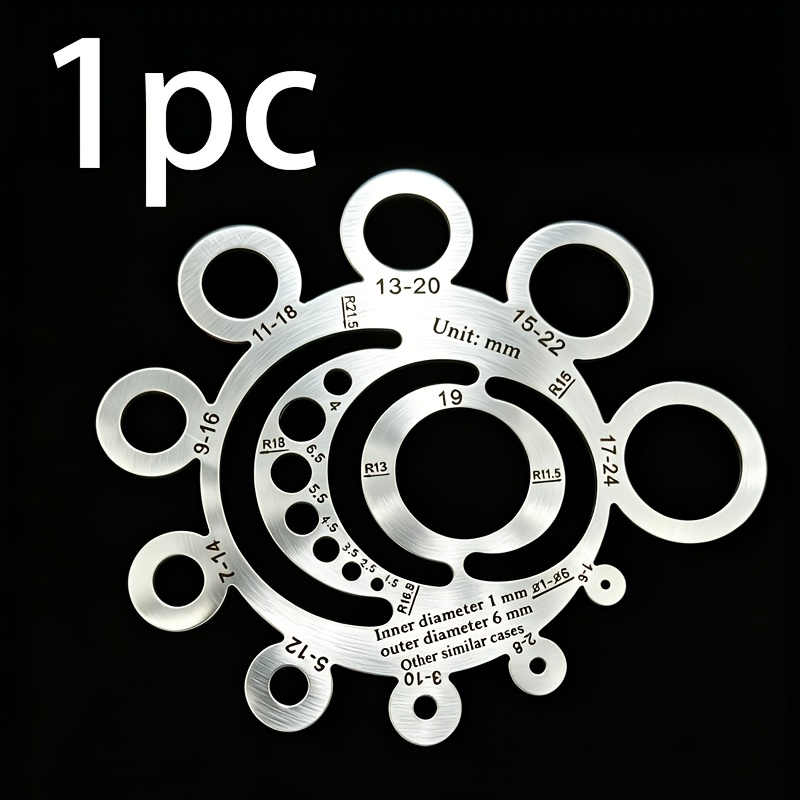 Image of Multifunctional -one Measuring Template Gauge, 1pc, Hole Detector, Precise Measurement Of Inner Hole Diameter And Circular Arc , Suitable For Machining, Woodworking, Workshop Manual, Engineering Tasks