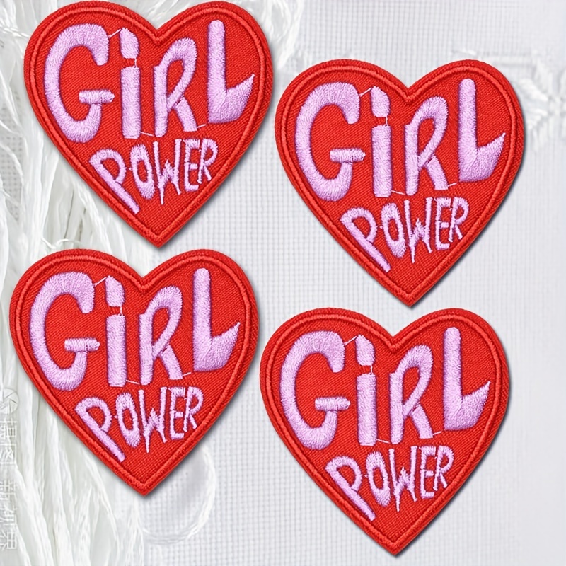 

2021 Girl Heart Patches 4pcs | Iron-on/sew-on Embroidered Appliques For Diy T-shirts, Jeans, Hats, Shoes & Backpacks