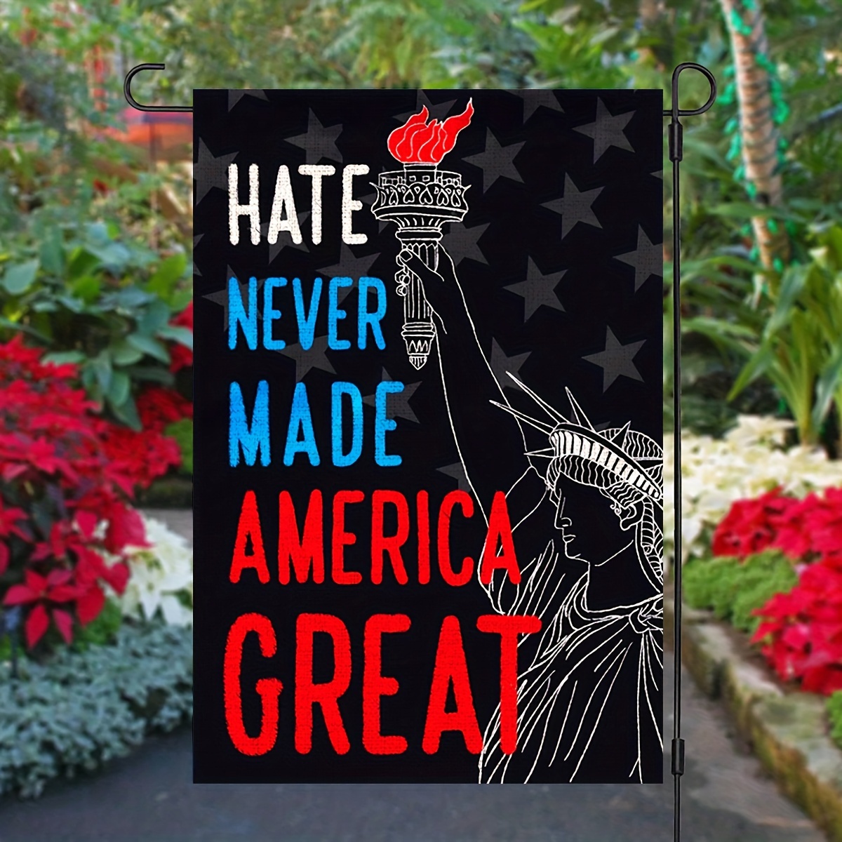 

Patriotic 'hate Made America Great' Burlap Garden Flag - Double-sided, Outdoor Decor For Yard, Porch & Patio, 12x18 Inches, No Pole Included