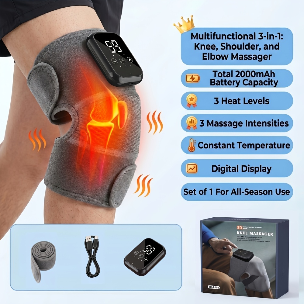 Rechargeable Knee Heating Massager with USB Cable, 3-Level Temperature Settings
