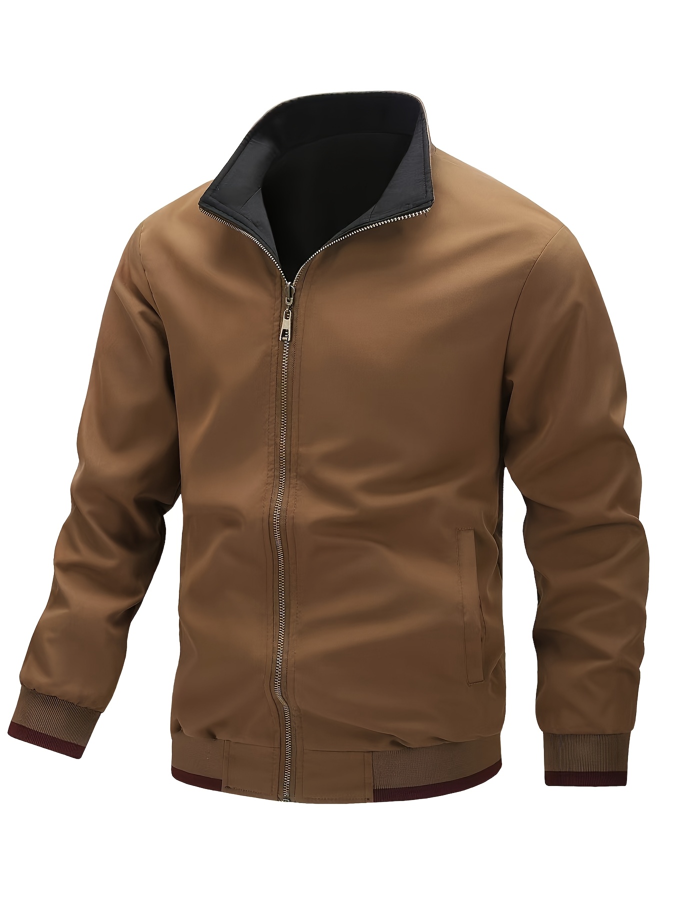 mens reversible stand collar casual fashion zip jacket - Temu