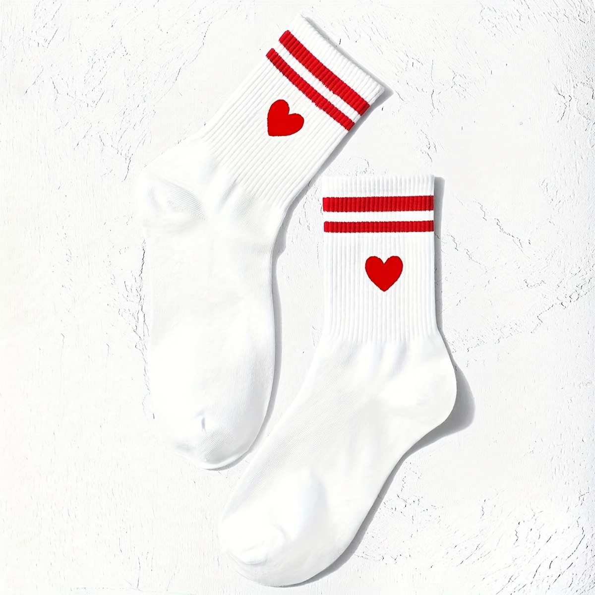 TEMU 1 Pair Women's Mid-calf Socks With Striped Cuff & - 95% Polyester 5% Spandex, Breathable Stretchy Casual Athletic Socks For Casual Attire,