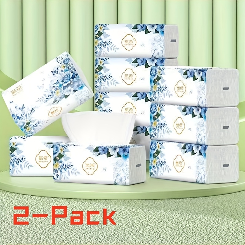 TEMU 2 Packs Large Capacity 5-layer Thick Embossed Napkins - Exquisite Floral Pattern Packaging, High Absorbency And Durable For Kitchen, Bathroom,