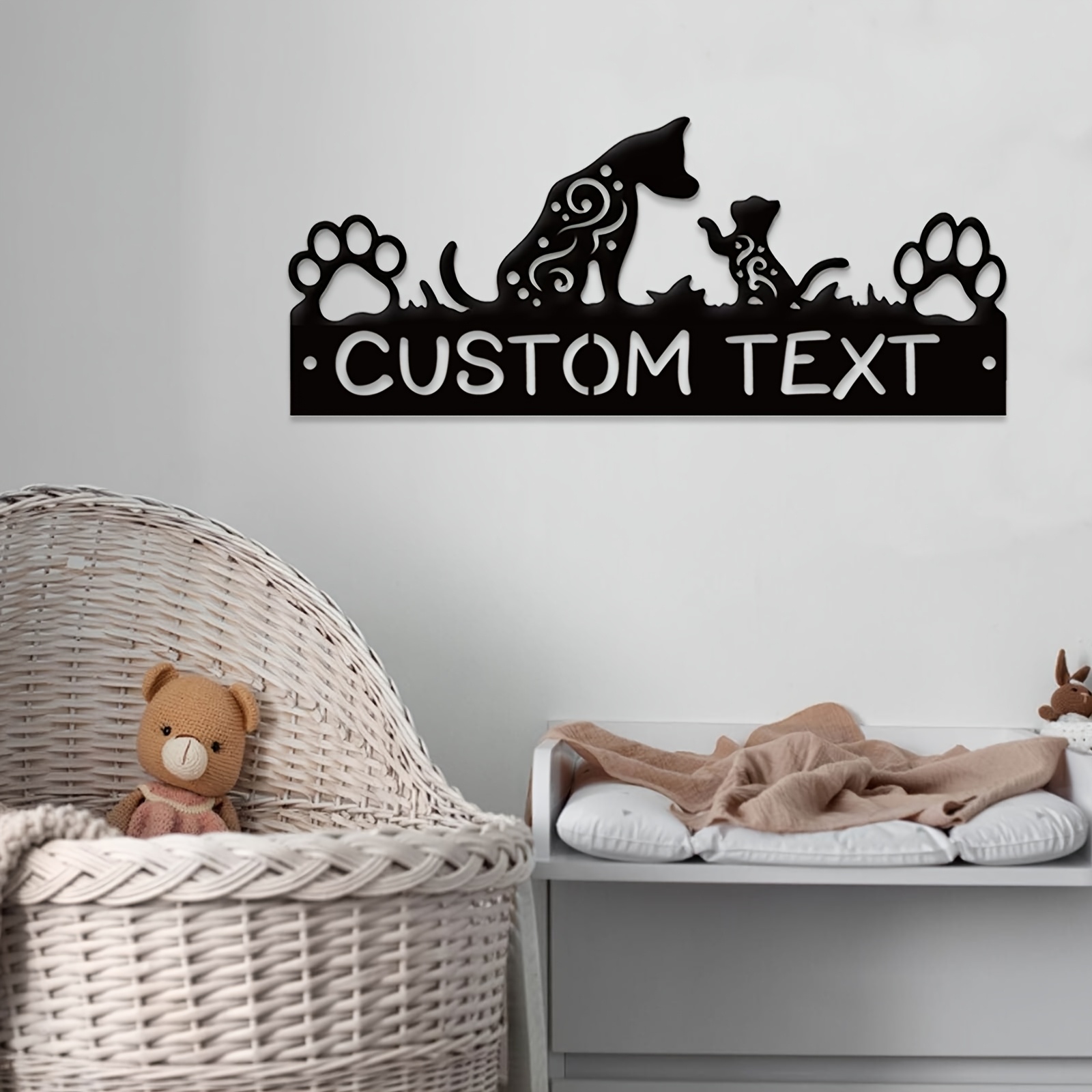 Personalized Dog Lover Metal Wall Art with Custom Name Plaque