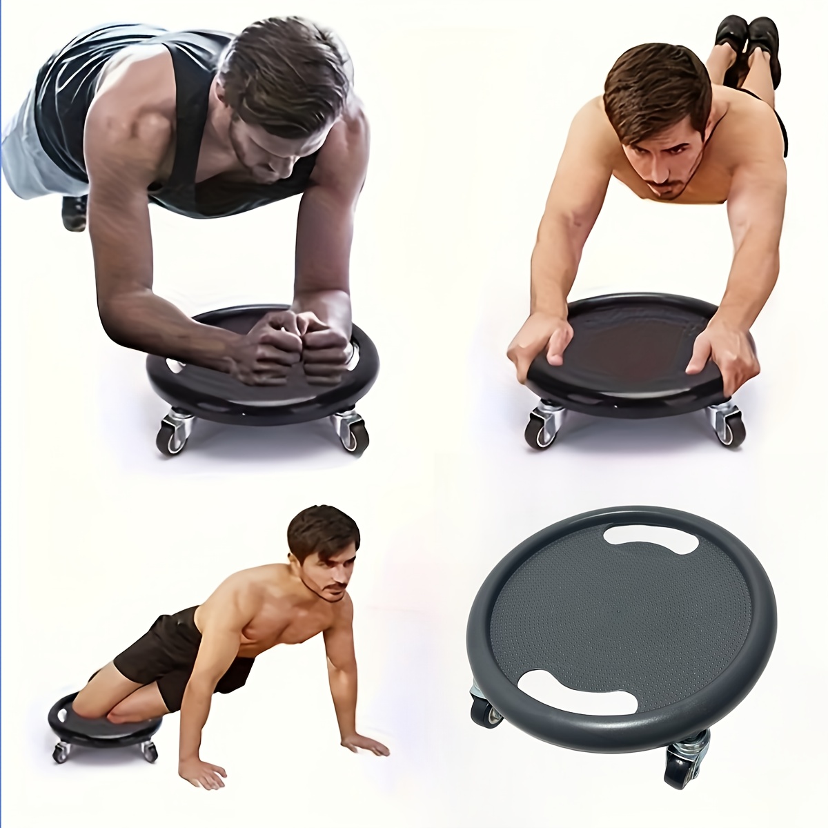 1pc Multi-Function Silent Sliding Disc Abdominal Core Workout Board with Wheels & Handles | Full-Body Muscle Training Equipment, Durable PP & Stainless Steel Construction, Home Gym Accessory