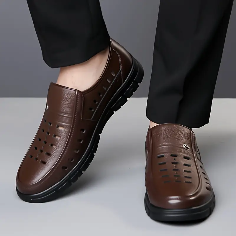 mens slip on sandals for summer non slip solid breathable for outdoor walking day casual details 6