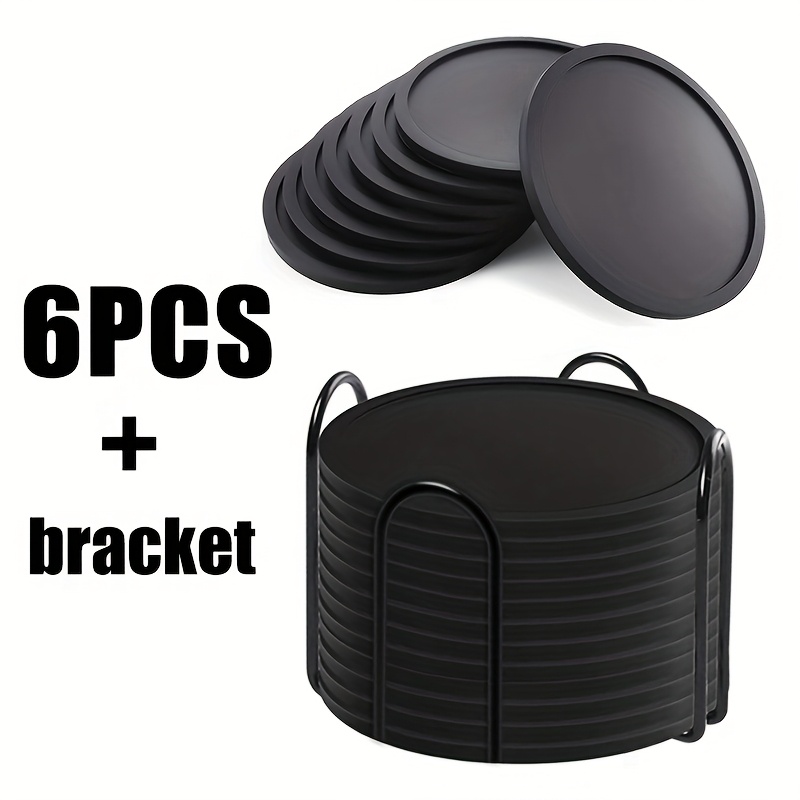 TEMU 6pcs Round Absorbent Coasters, Creative Silicone Coasters, 6 Coasters And Storage Stand Set.