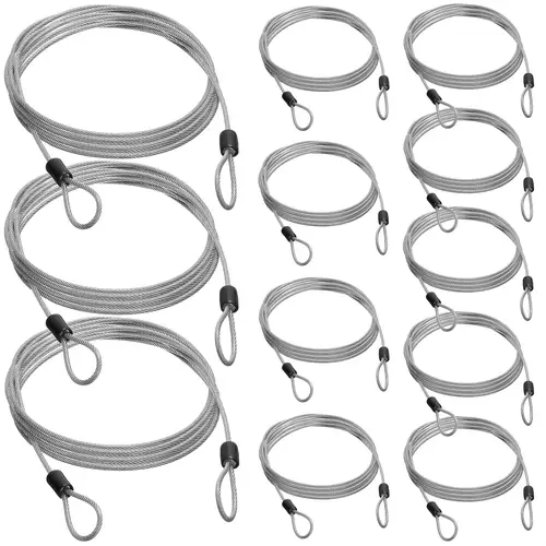 12 pack security cable luggage lock cable with loops 4ft 3mm braided steel coated flex bike cable wire anti theft cable lock padlock and