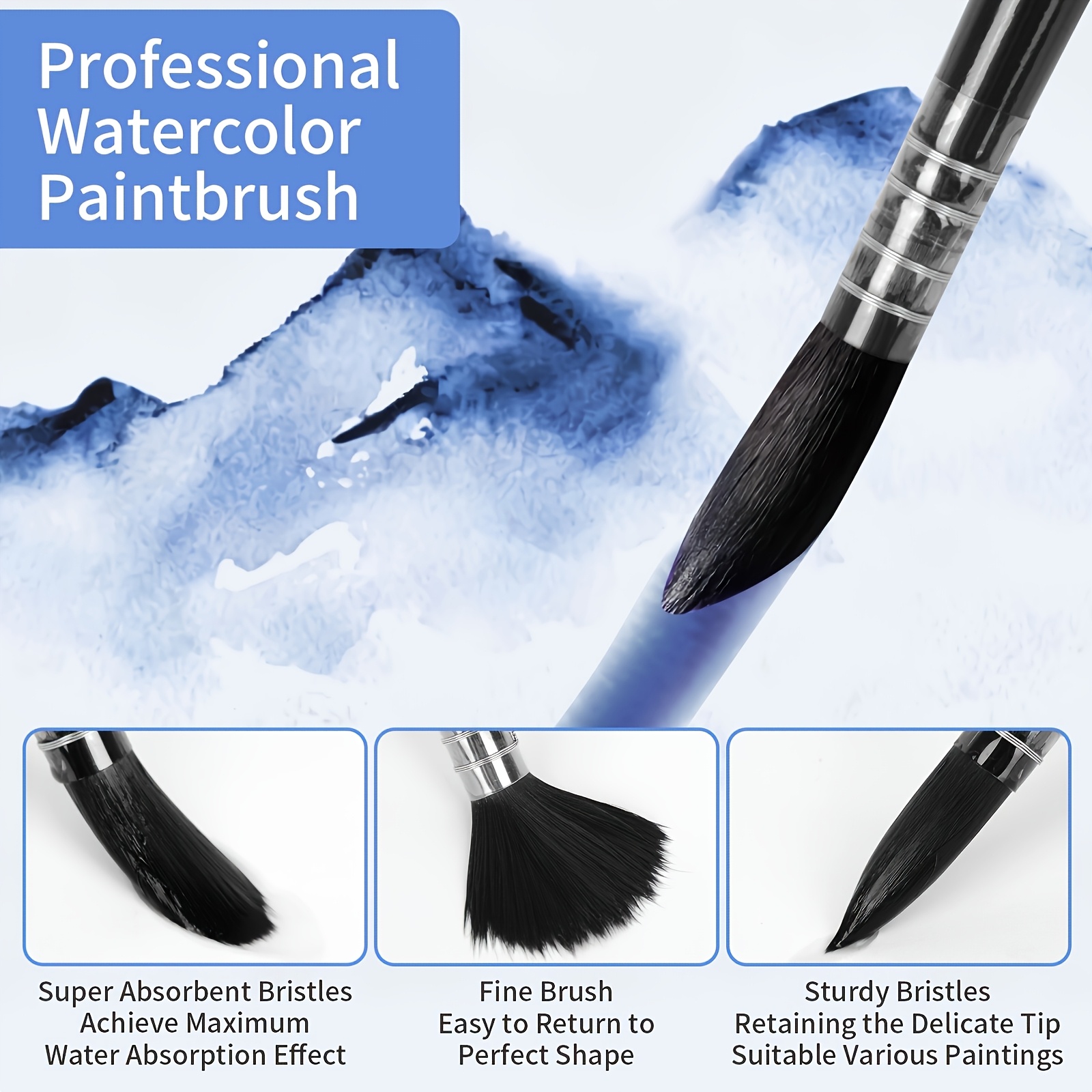17pcs Watercolor Brush Set with Wooden Handles