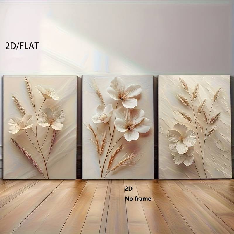 DakTenn Quadro Su Tela Floreale 35,6x35,6 Cm - Stampa Artistica Con Fiore Bianco, Decorazione Moderna Per Pareti Di Bagno, Camera, Cucina