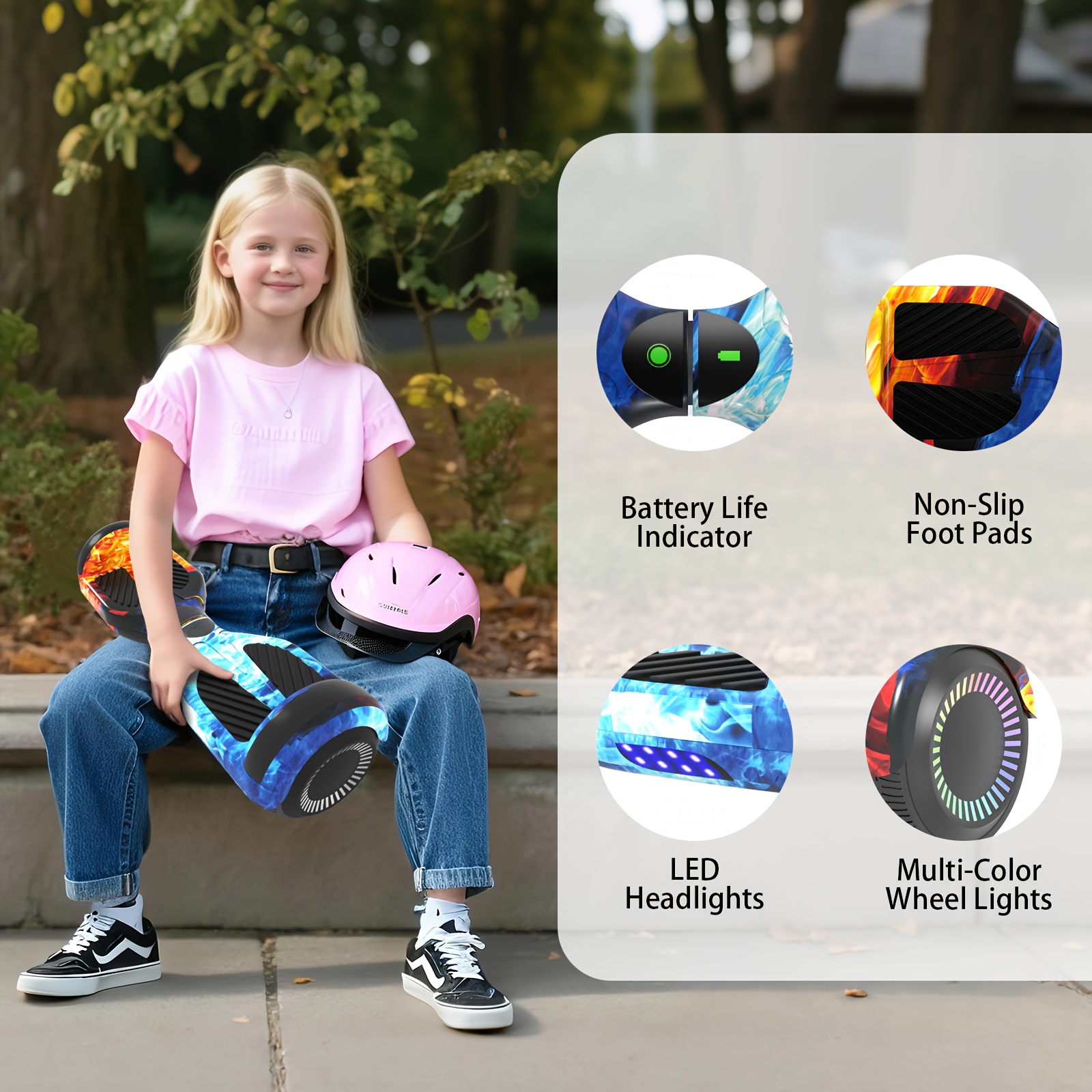 300W 7.5MPH Hoverboard for Kids, 7.5 Mile Range, 3H Charge, 6.5
