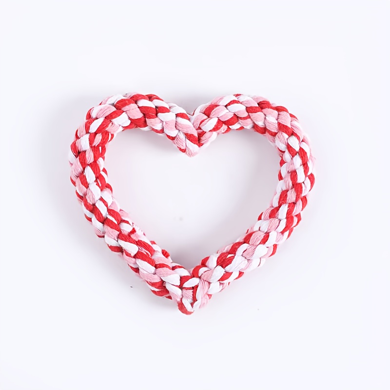 TEMU 1pc, Heart-shaped Rope-woven Pet Chew Toy, Suitable For Small/medium Pets