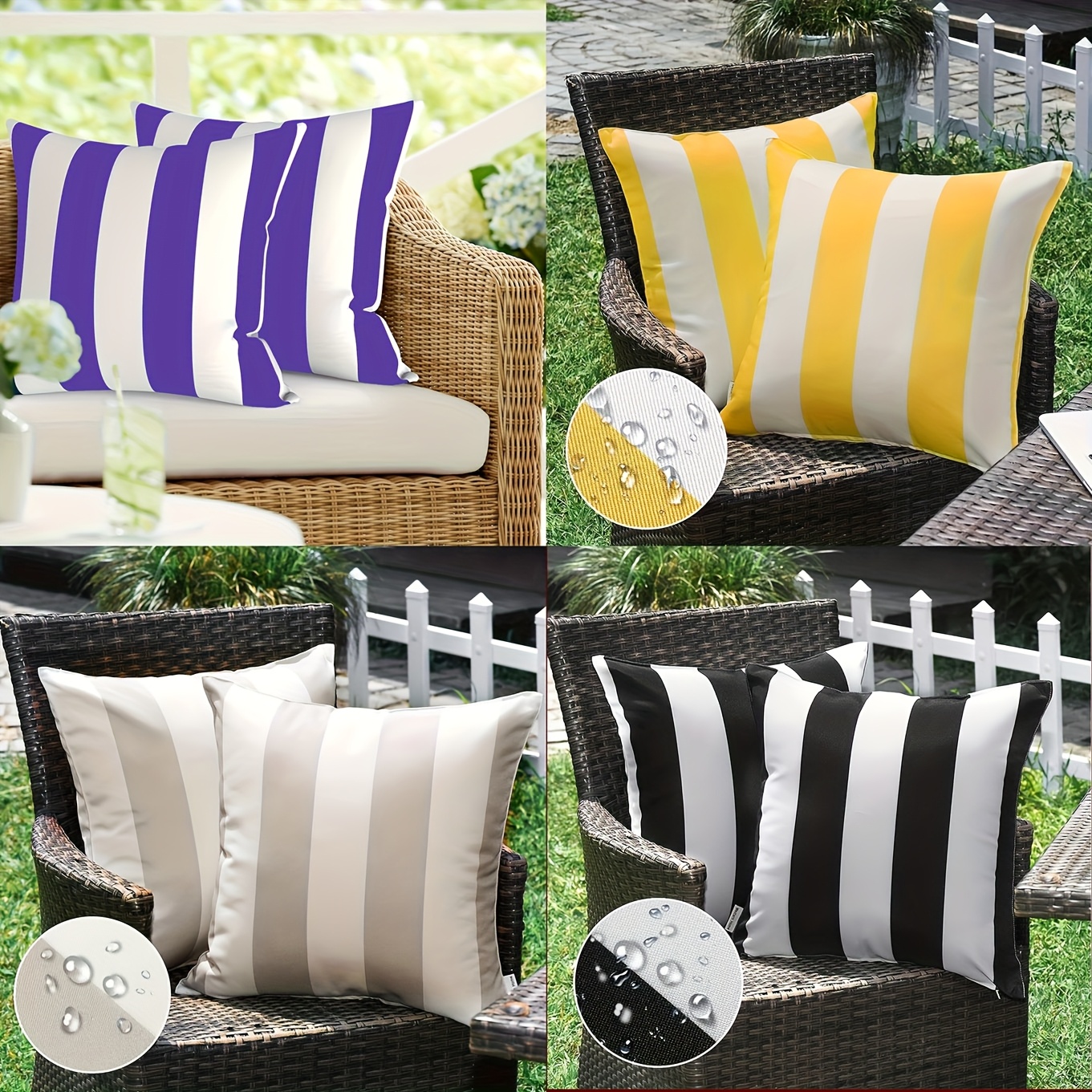 

2pcs Spring And Summer Outdoor Decorative Striped Pillow Covers, Modern Farmhouse Decoration Linen Cushion Covers, Very Suitable For Outdoor Patio Tent Balcony Sofa Pillow, Perfect Gift Pillow