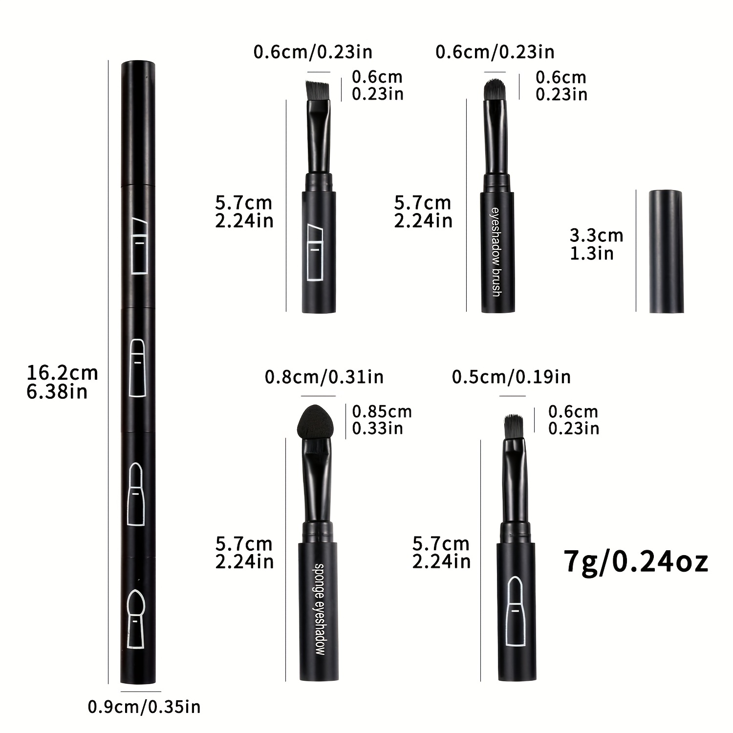 Four-in-one Detachable Multifunctional Portable Makeup Brush Set: Eyeshadow, Brow, And Beauty Brushes