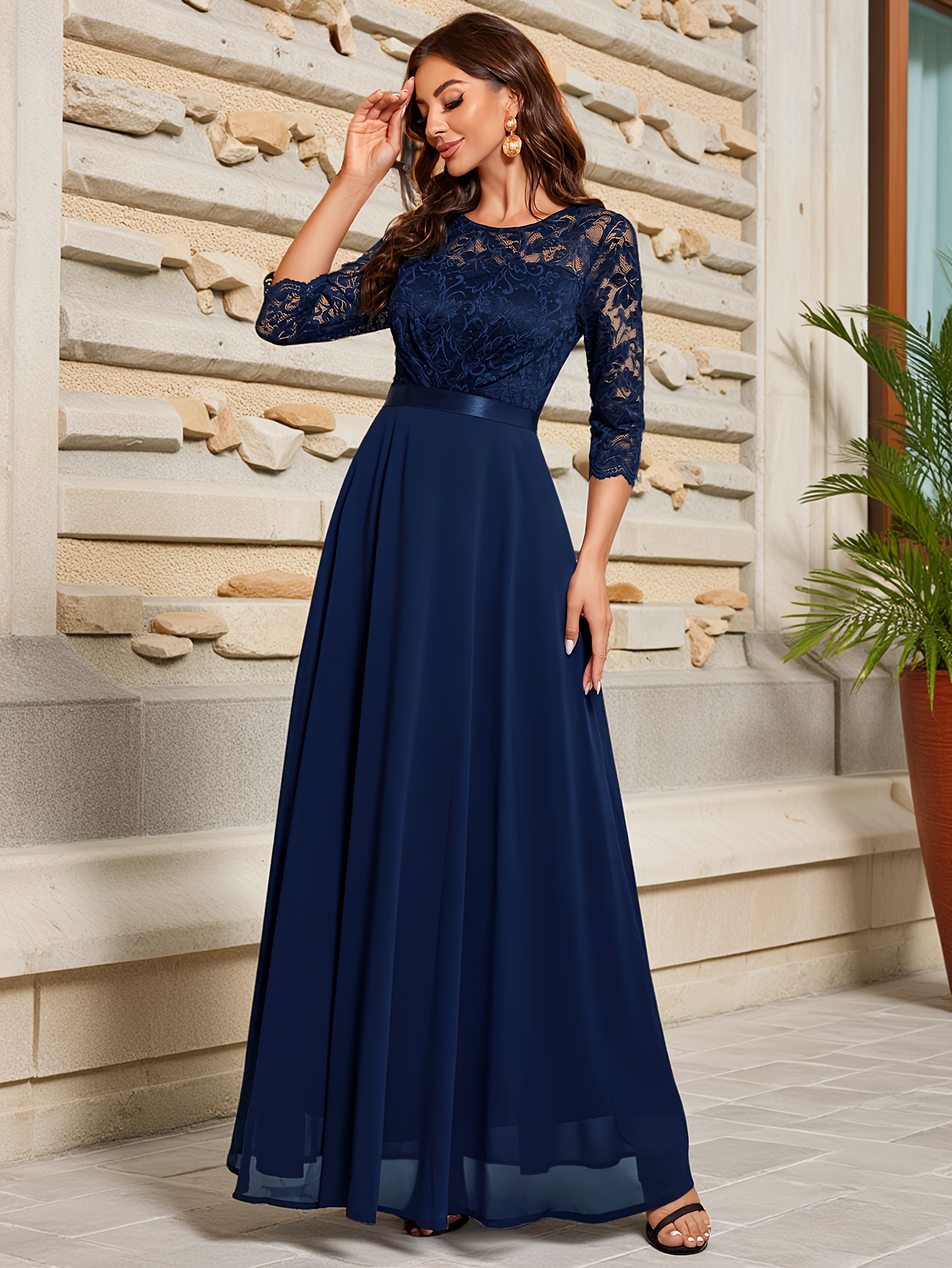 Camicetta Estiva Donna Con Scollo A V E Spalle Scoperte - Maniche In Pizzo, Viola Floreale, Taglia L - 3