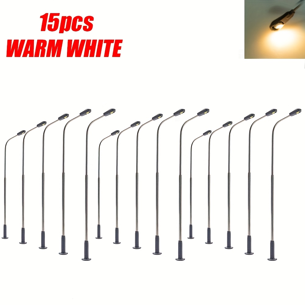 Image of 15pcs Model Railway Ho Scale 1:87 Single-head/two-heads/four-heads Warm White/white Lamp Street Lights For Diorama, Layout, Railway Scenes, Railway Lighting, Scene Enhancement, Durable Lightposts